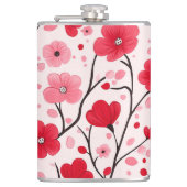 Romantische rode bloem heupfles (Voorkant)