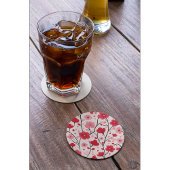 Romantische rode bloem ronde kartonnen onderzetter