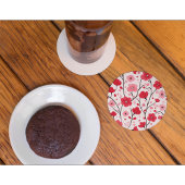 Romantische rode bloem ronde kartonnen onderzetter