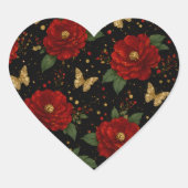 Romantische rode bloem sticker gouden vlinderpatro (Voorkant)