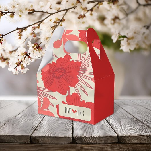 Romantische rode bloemen bruiloft bedankdoosjes