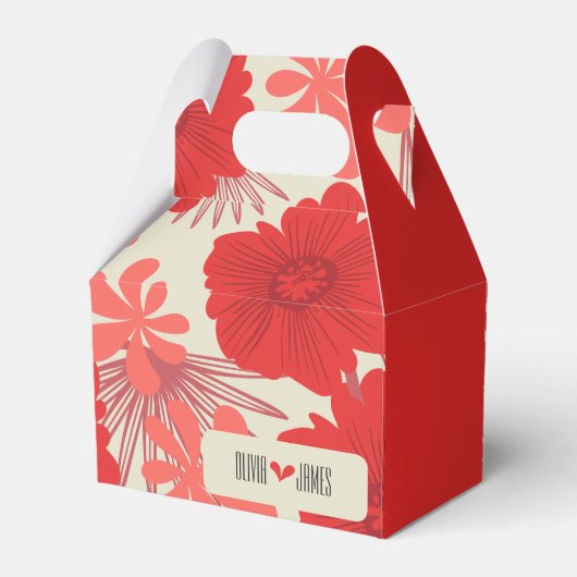 Romantische rode bloemen bruiloft bedankdoosjes (Achterkant)