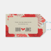 Romantische rode bloemen bruiloft cadeaulabel (Voorkant (Horizontaal))