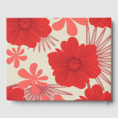 Romantische rode bloemen bruiloft gastenboek (Achterkant)