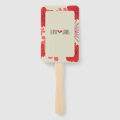 Romantische rode bloemen bruiloft handwaaier (Achterkant)