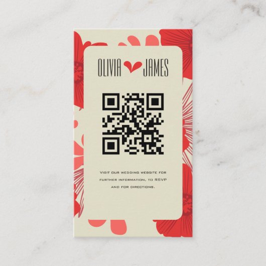 Romantische rode bloemen bruiloft informatiekaartje (Voorkant)