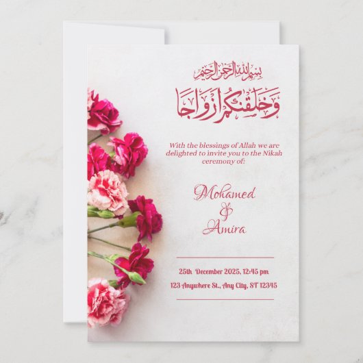 Romantische rode bloemen bruiloft Kaart (Voorkant)