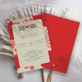 Romantische rode bloemen bruiloft kaart