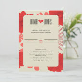 Romantische rode bloemen bruiloft kaart (Staand voorkant)