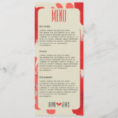 Romantische rode bloemen bruiloft menu (Voorkant)