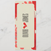 Romantische rode bloemen bruiloft menu (Achterkant)