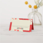 Romantische rode bloemen bruiloft plaatskaartje (Voorkant)