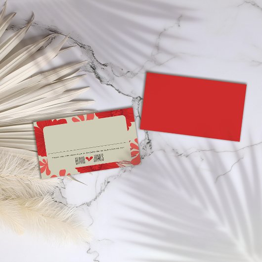 Romantische rode bloemen bruiloft plaatskaartje