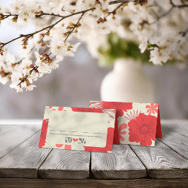 Romantische rode bloemen bruiloft plaatskaartje