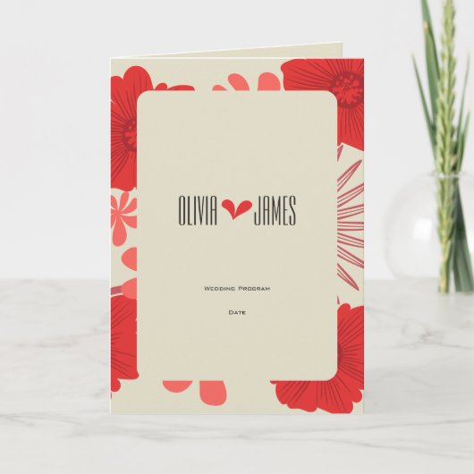 Romantische rode bloemen bruiloft programma (Voorkant)