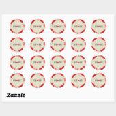 Romantische rode bloemen bruiloft ronde sticker (Vel)