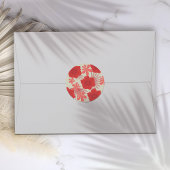 Romantische rode bloemen bruiloft ronde sticker