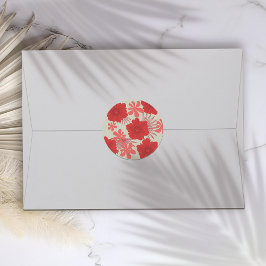 Romantische rode bloemen bruiloft ronde sticker