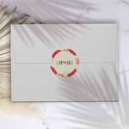 Romantische rode bloemen bruiloft ronde sticker