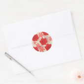 Romantische rode bloemen bruiloft ronde sticker (Envelop)