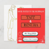 Romantische rode bloemen bruiloft uitnodiging (Voorkant / Achterkant)