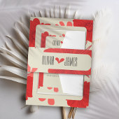 Romantische rode bloemen bruiloft uitnodigingen wikkel