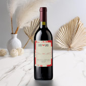 Romantische rode bloemen bruiloft wijn etiket