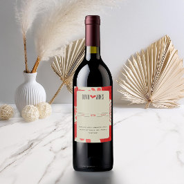 Romantische rode bloemen bruiloft wijn etiket