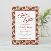 Romantische Rode Bloemen Huwelijk Save the Date (Staand voorkant)