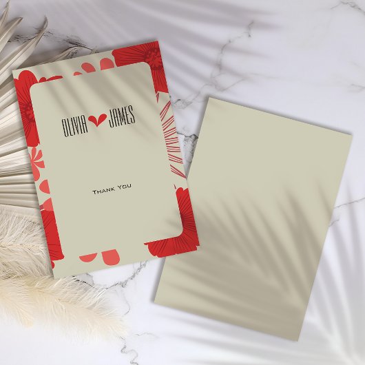 Romantische Rode Bloemen Trouwen Dank u kaart