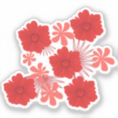 Romantische Rode Bloemen Trouwstickers Sticker (Voorkant)