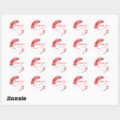 Romantische rode bloemige bruiloft ronde sticker (Vel)