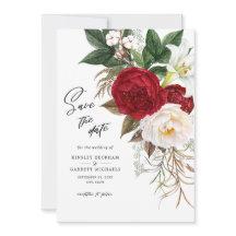 Romantische rode bloemige monogram trouw save the 