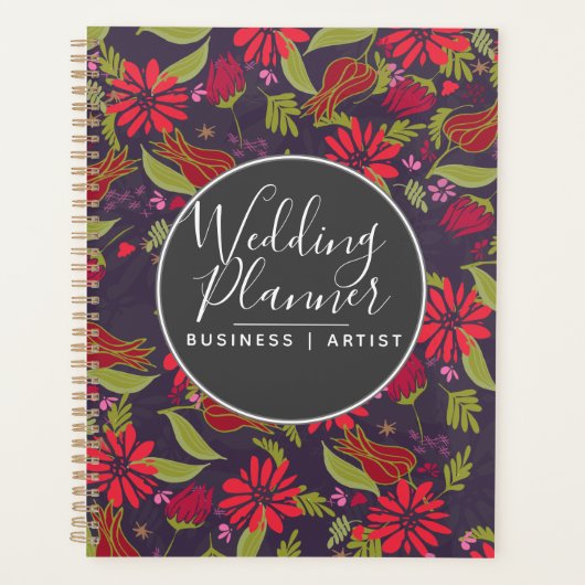 Romantische rode bloemige tulpen rozentuin bruilof planner (Voorkant)