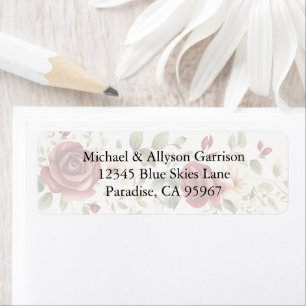 Romantische rode blush roze rozen bruiloft etiket