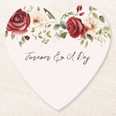 Romantische rode blush roze rozen bruiloft kartonnen onderzetters (Voorkant)