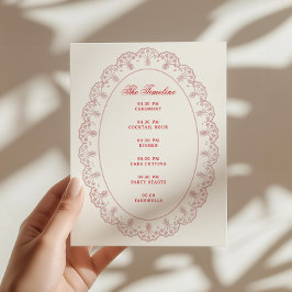 Romantische Rode Blush Vintage Kant Frame Trouw Informatiekaartje