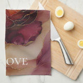 Romantische rode Bourgogne rozen gouden bloem Theedoek (Quarter Fold)