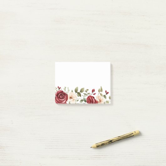 Romantische rode crème Rozen bruiloft Post-it® Notes (Op bureau)