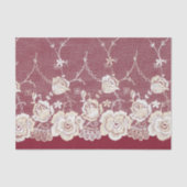 Romantische rode crème witte kant bloemenbruiloft tissuepapier (Voorkant)