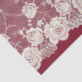 Romantische rode crème witte kant bloemenbruiloft tissuepapier (Detail)