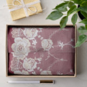 Romantische rode crème witte kant bloemenbruiloft tissuepapier (Geschenk)