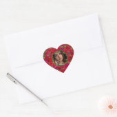 Romantische rode donkerroze rozen foto rand hart sticker (Envelop)