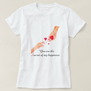 Romantische rode draad van het lot handen en harte t-shirt