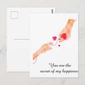 "Romantische rode draad van het lot handen & harte Briefkaart (Voorkant / Achterkant)