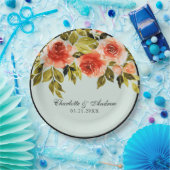 Romantische rode en groene Waterverf bloemenbruilo Papieren Bordje (Feest)