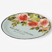 Romantische rode en groene Waterverf bloemenbruilo Papieren Bordje (Gekanteld)