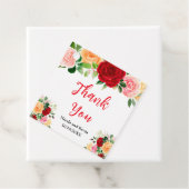 Romantische rode en oranje rozen bedankjes labels (In situ)