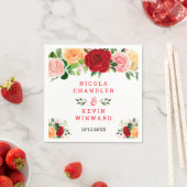 Romantische rode en oranje rozen servet (Insitu)