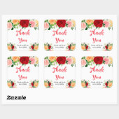Romantische rode en oranje rozen vierkante sticker (Vel)